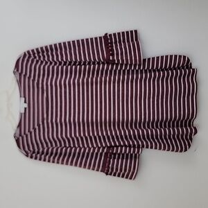 Suzanne Betro Weekend Burgundy Wine & White Striped Pullover Top 2X